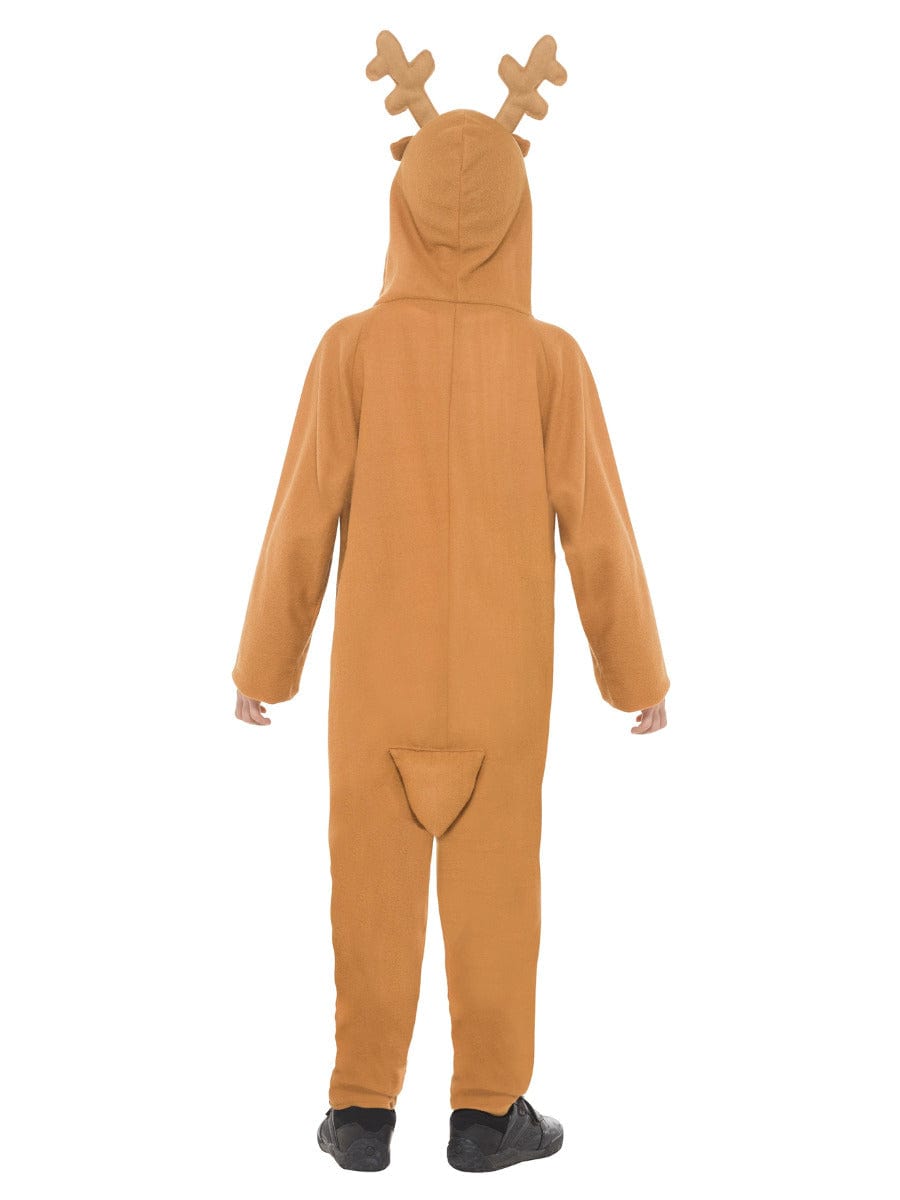 Fancy Dress Reindeer Costume in Brown with Hooded Jumpsuit