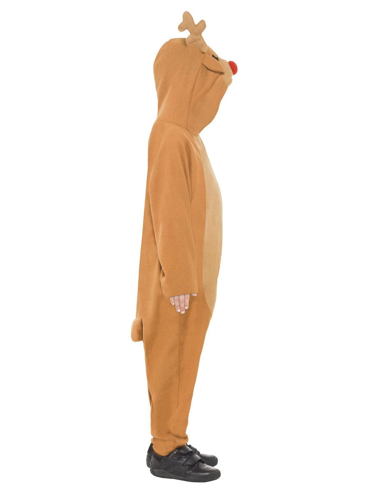 Fancy Dress Reindeer Costume in Brown with Hooded Jumpsuit