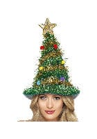 Festive Christmas Tree Hat in Green for Fancy Dress