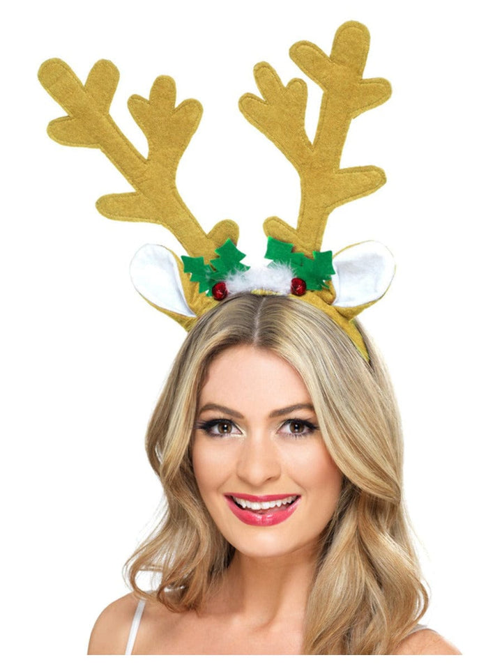 Fancy Dress Reindeer Antlers Headband in Brown - Festive Costume Accessory