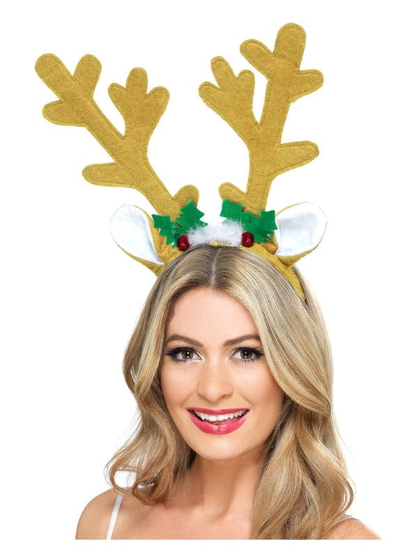 Fancy Dress Reindeer Antlers Headband in Brown - Festive Costume Accessory