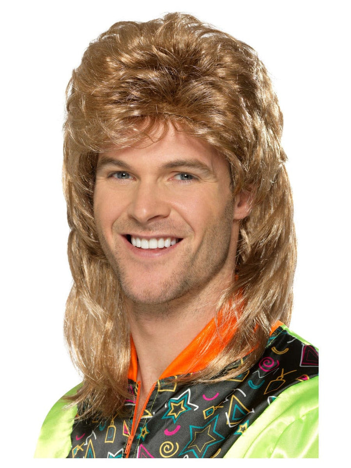 Fancy Dress Brown Mullet Wig with Blonde Highlights - Fun Costume Accessory