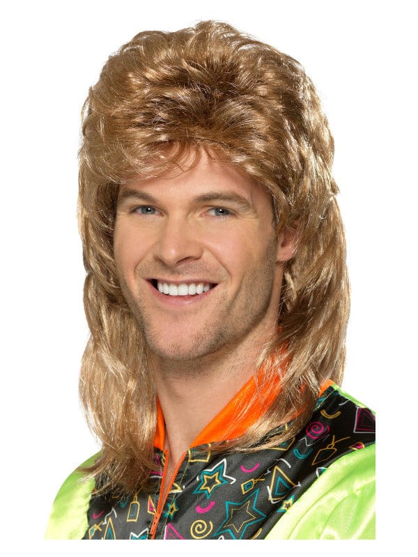 Fancy Dress Brown Mullet Wig with Blonde Highlights - Fun Costume Accessory