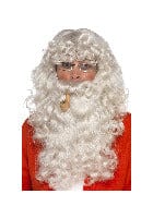 Deluxe Santa Dress Up Kit with Wig, Beard, Glasses & Pipe - Grey | Fancy Dress