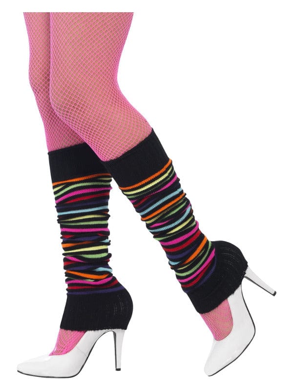 Fancy Dress Legwarmers in Neon with Black Stripe - Costume Accessories