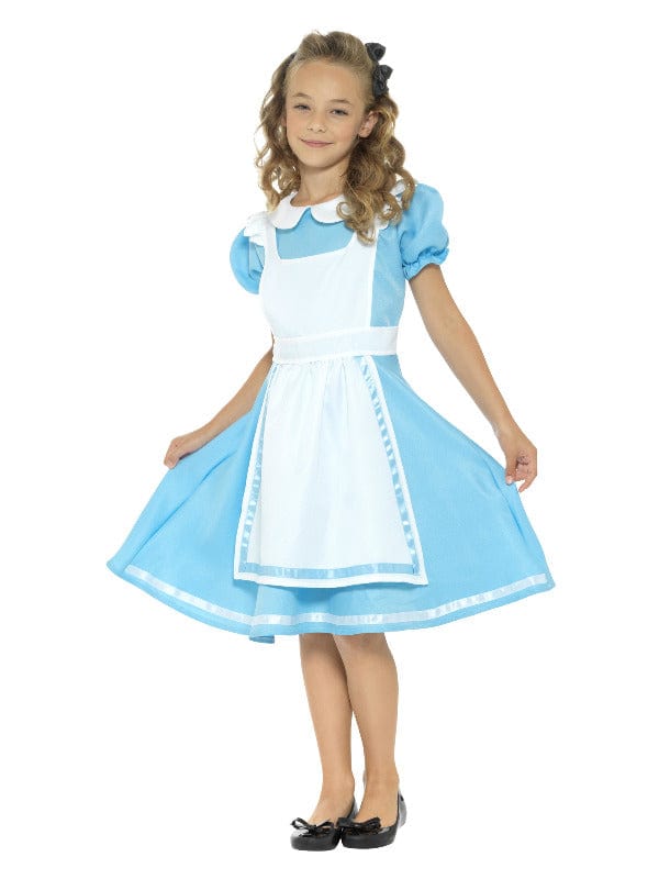 Wonderland Princess Costume in Blue with Dress, Apron, and Headband - Fancy Dress