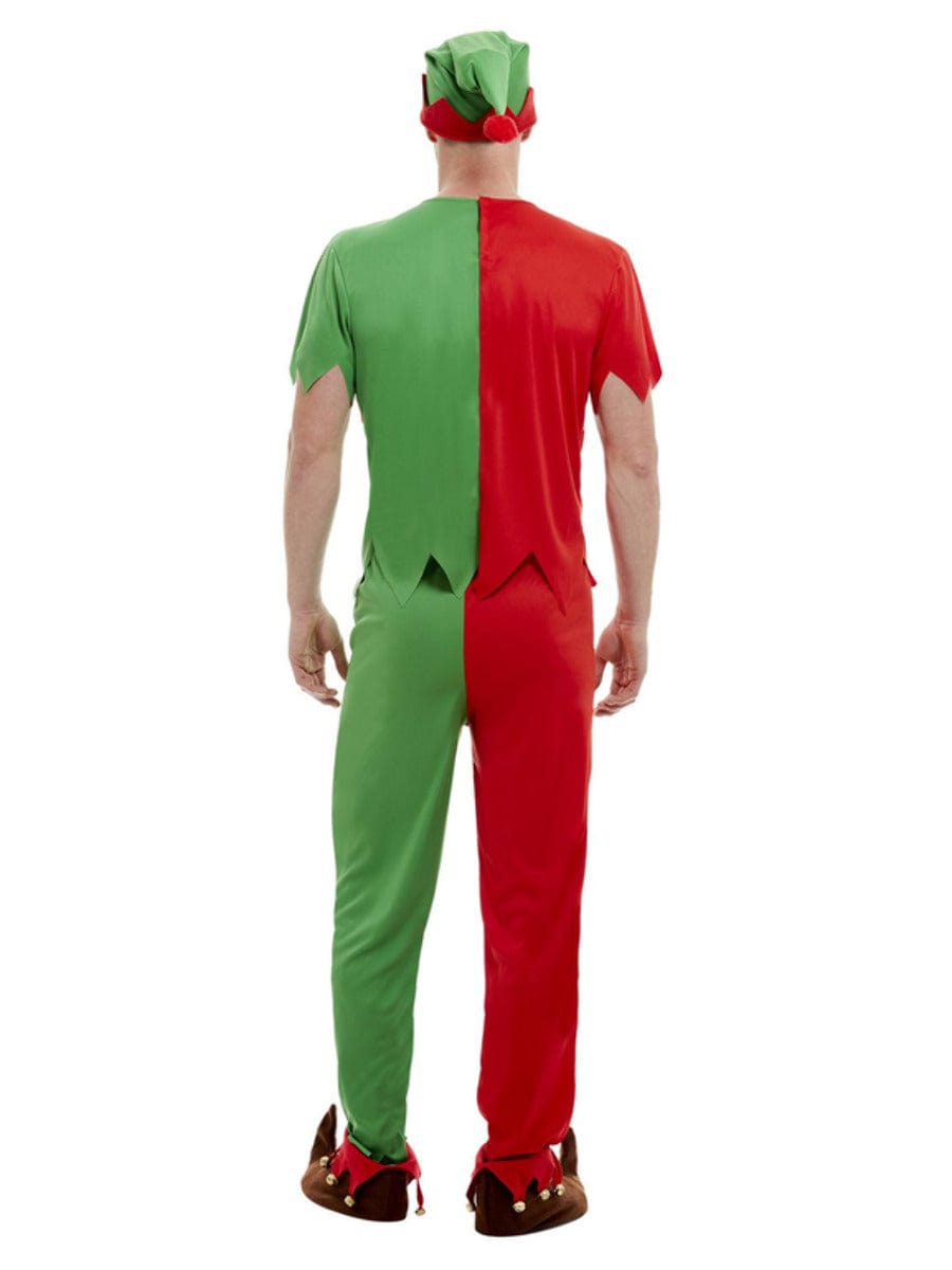 Green & Red Elf Costume with Top, Trousers & Hat - Fancy Dress