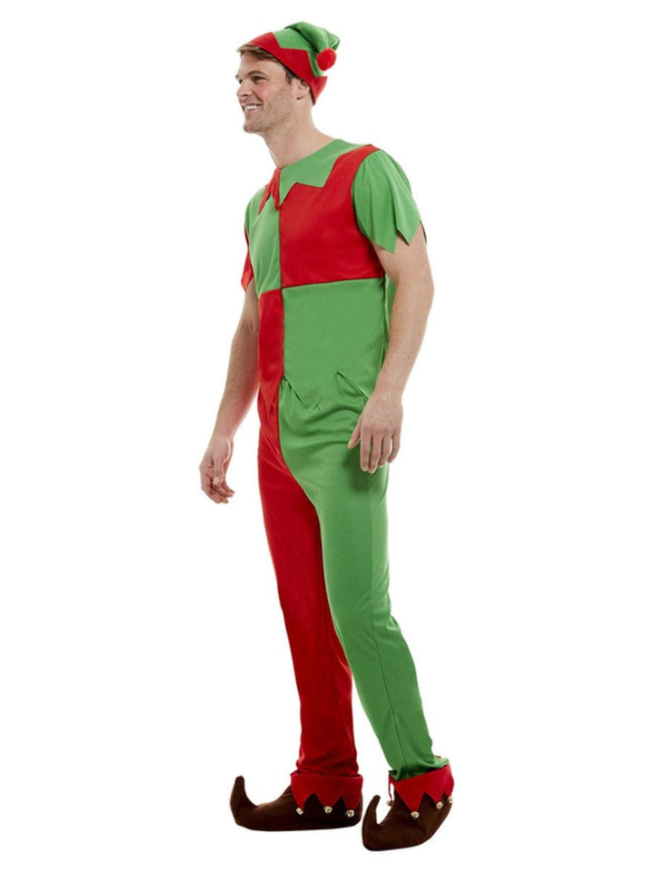 Green & Red Elf Costume with Top, Trousers & Hat - Fancy Dress