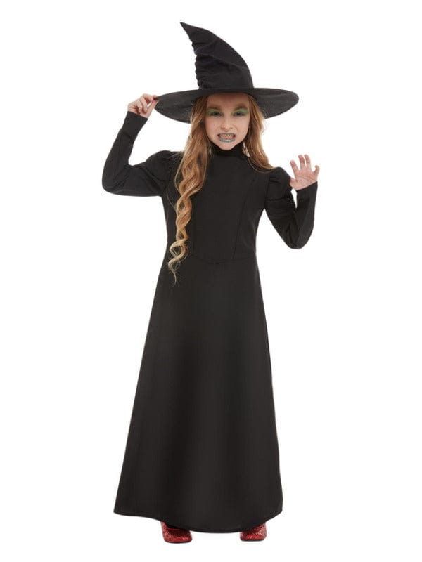 Wicked Witch Girl Costume in Black with Dress and Hat - Perfect Fancy Dress Outfit