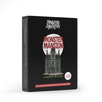 Haunted House murder mystery game box, angled