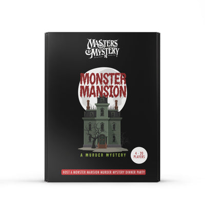 Monster Mansion murder mystery game box, front