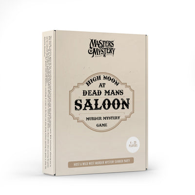 Wild West Cowboy murder mystery game box, angled