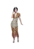Sequin Gold Flapper Costume - Deluxe 20s Dress for Fancy Dress Parties