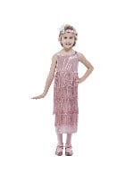 Vintage 1920s Pink Flapper Costume with Dress & Headband for Fancy Dress