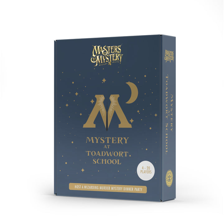 Wizarding murder mystery game box, spine