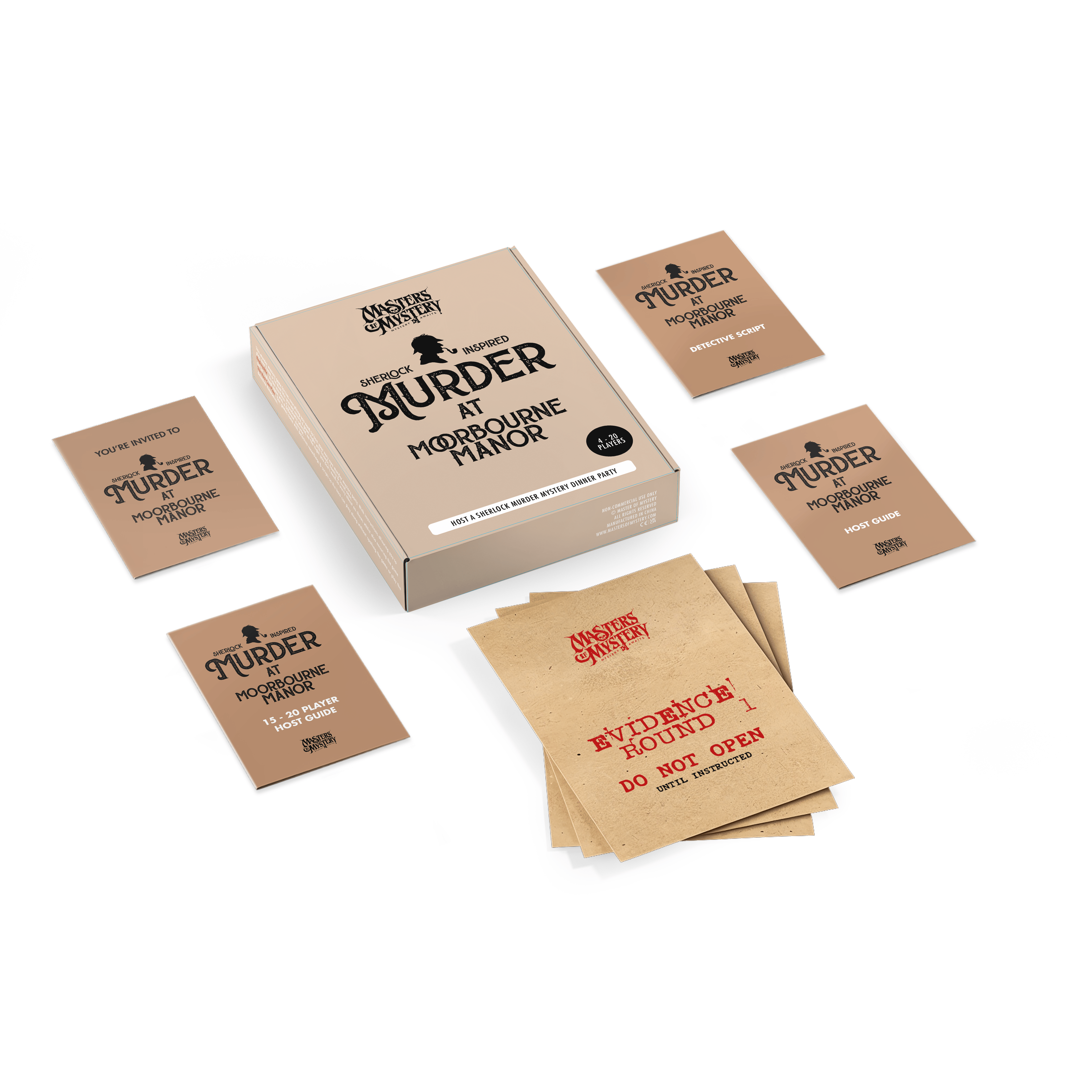 Sherlock Holmes Murder Mystery game box with contents