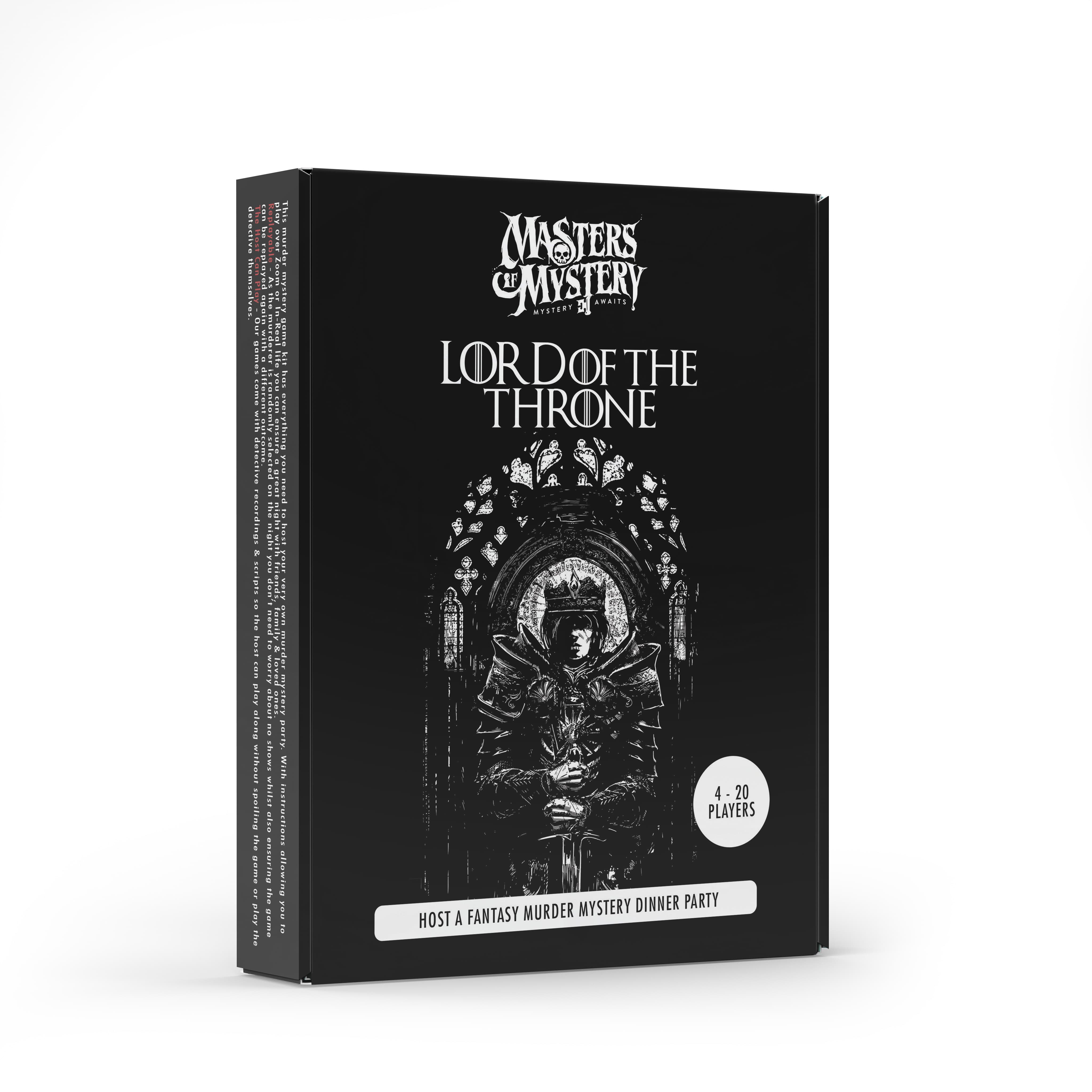 GoT & LOTR Murder Mystery game box, angled