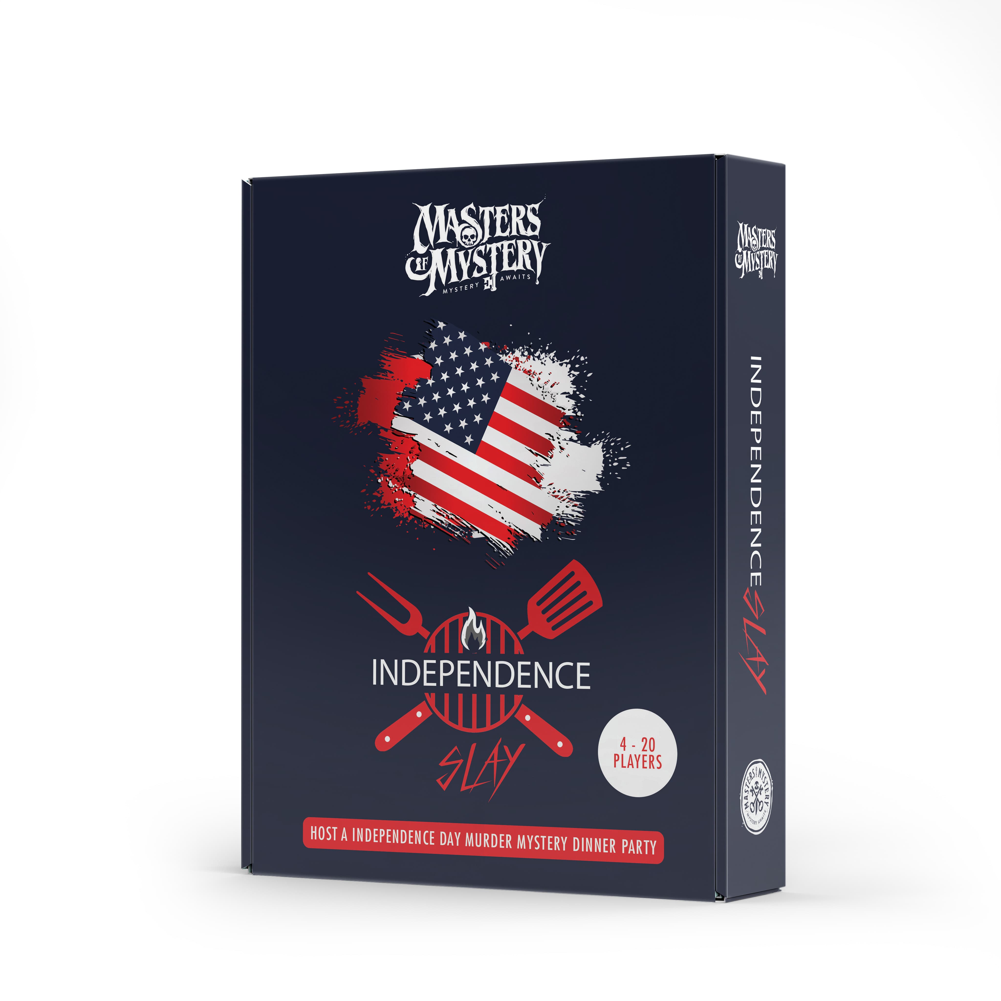 Independence Day Murder Mystery game box, spine