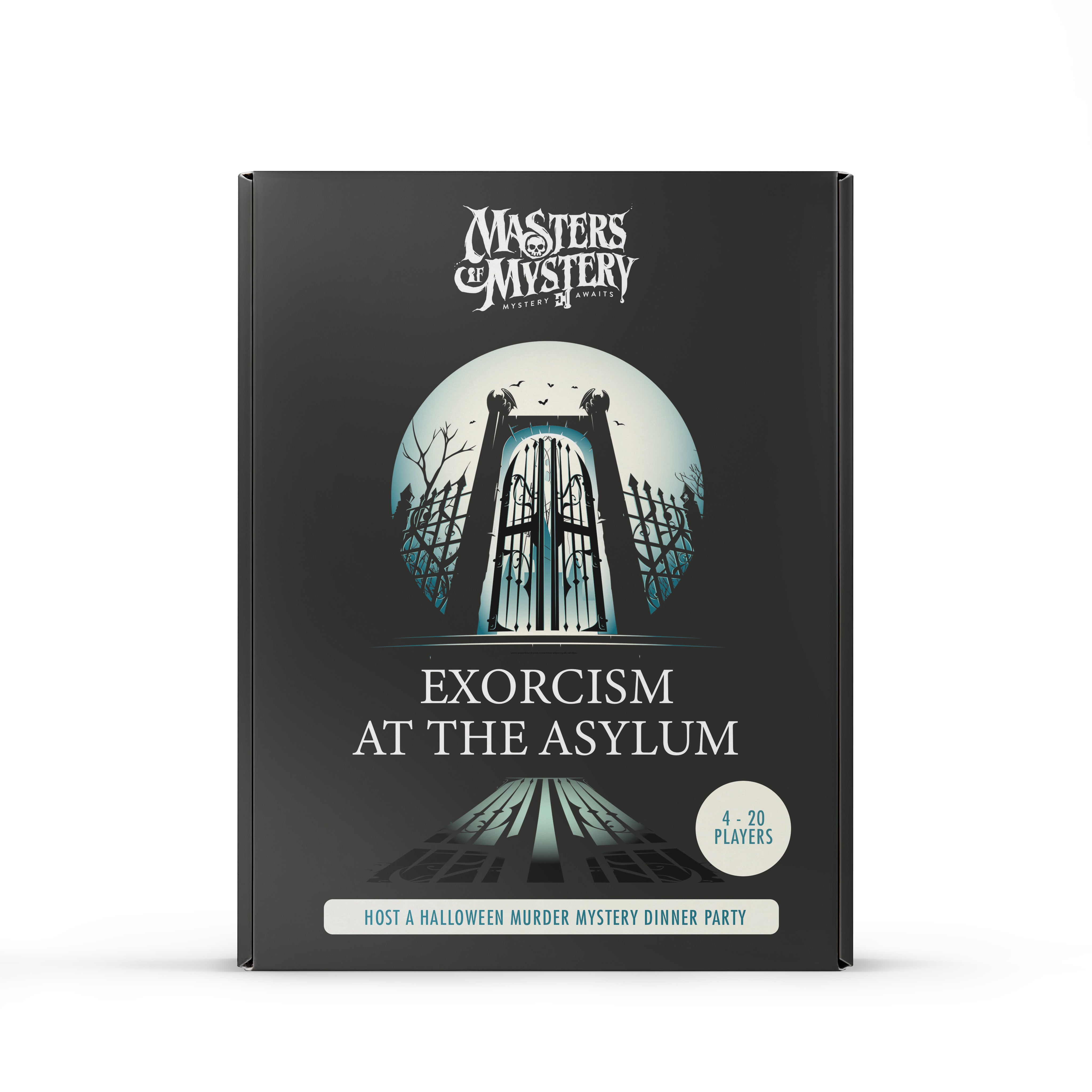Exorcism and Asylum Murder Mystery game box, front