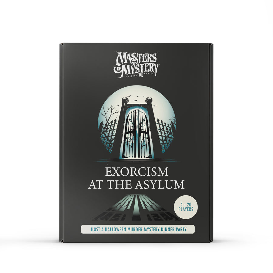 Exorcism and Asylum Murder Mystery game box, front