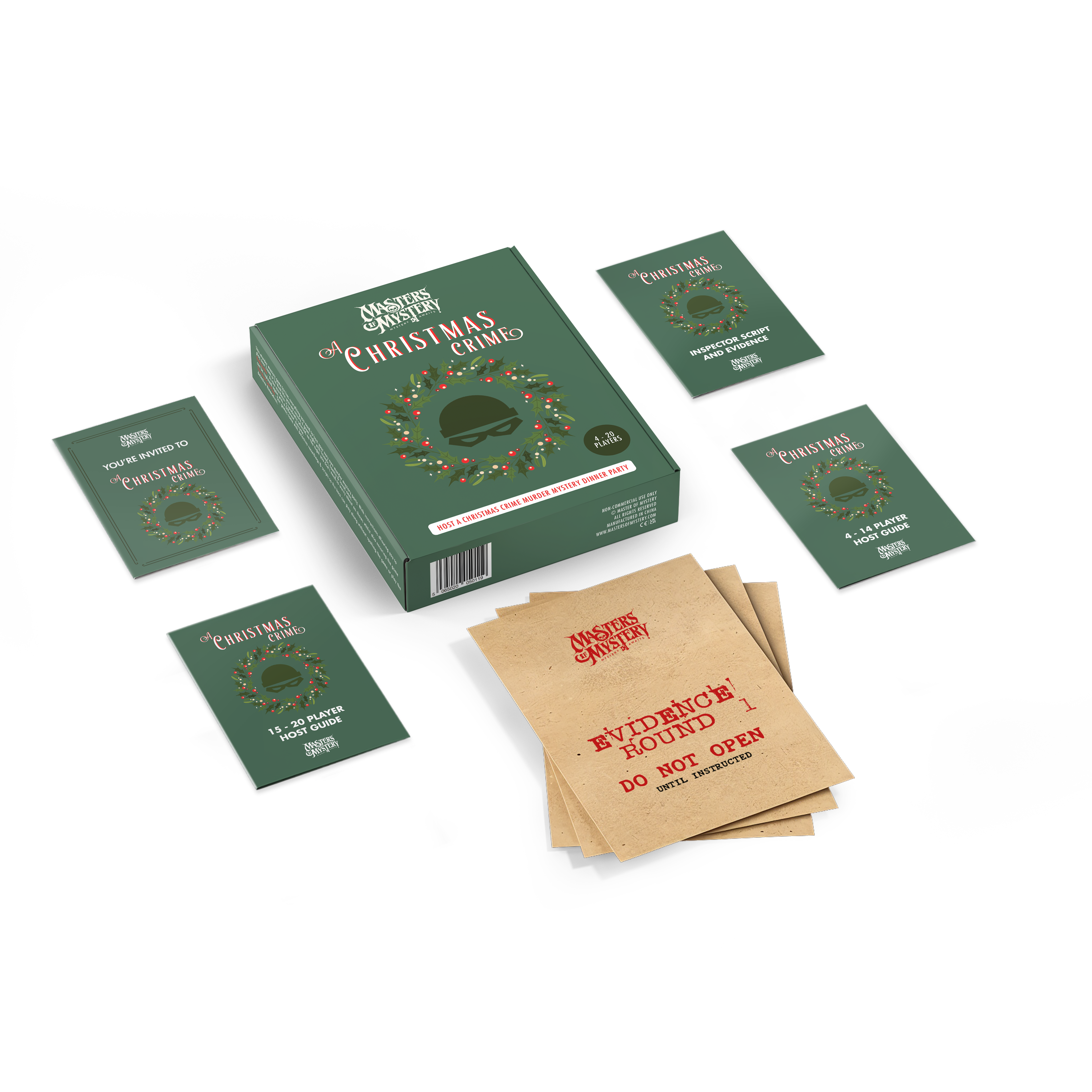 Xmas Crime Murder game box with contents
