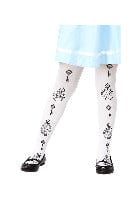 Alice in Wonderland Tights for Kids, Age 6-12, Clock Print - Fancy Dress