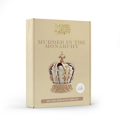 Murder in the Monarchy game box, angled
