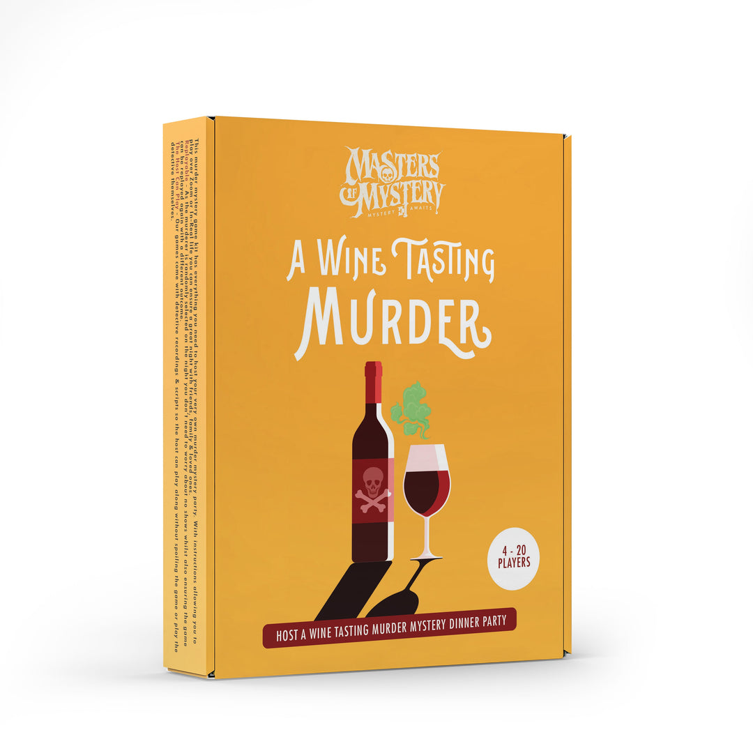 A Wine Tasting Themed game box, angled