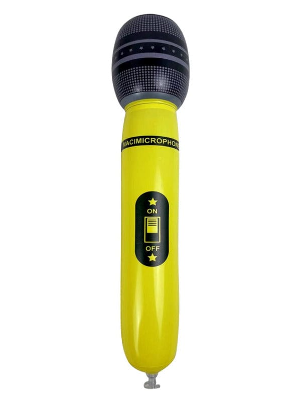 Fancy Dress Inflatable Microphone - Neon Yellow, 40cm - Party Costume Accessory