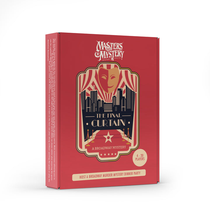 Broadway Murder Mystery game box, angled