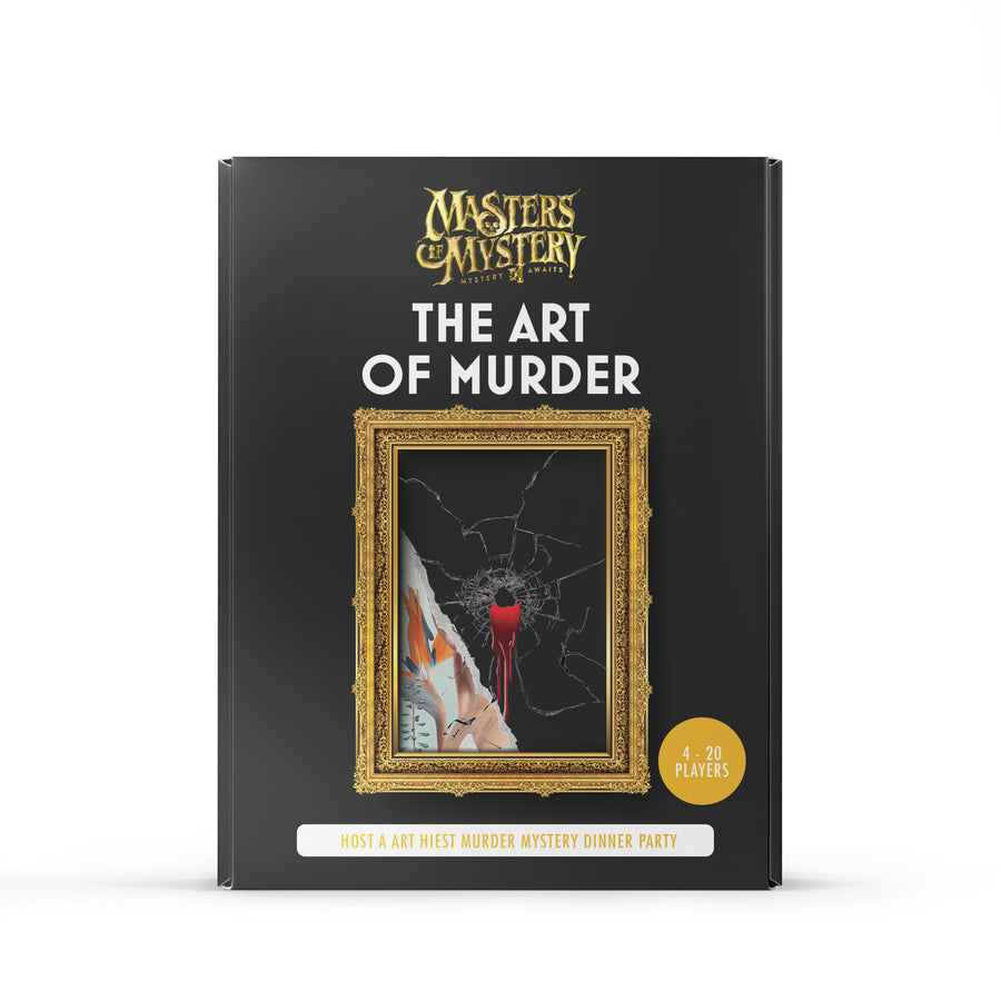 Art Gallery Murder Mystery murder mystery game box, front