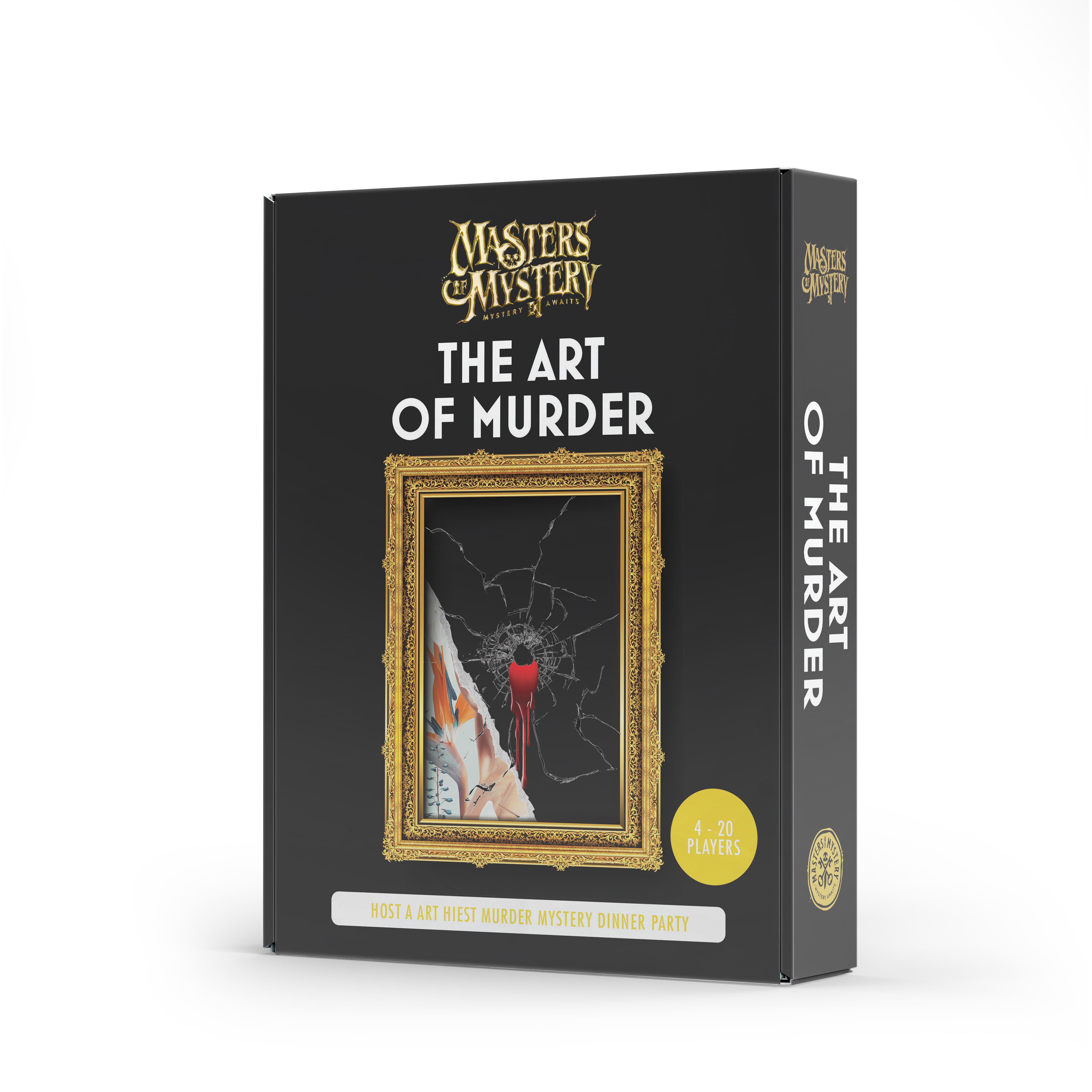 Art Gallery Murder Mystery game box, spine