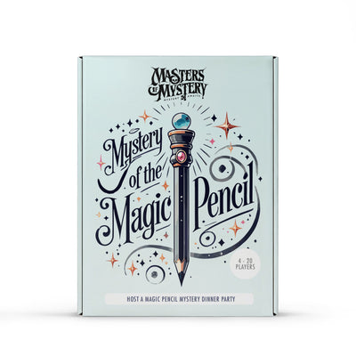 Magic Pencil murder mystery game box, front