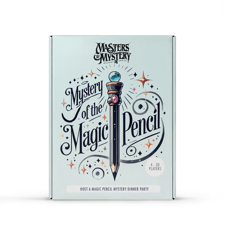 Magic Pencil murder mystery game box, front