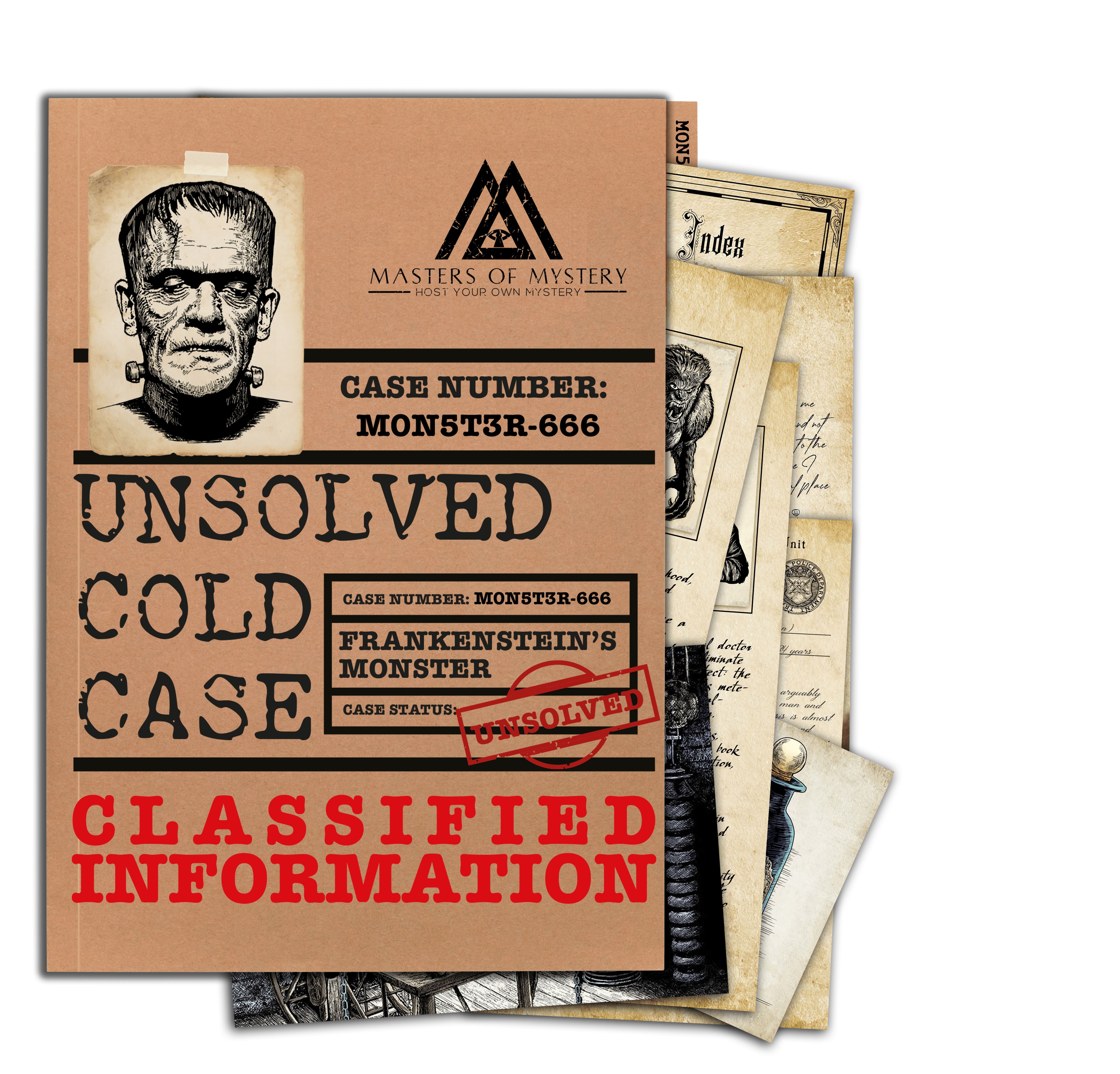 Frankenstein cold case folder and evidence documents