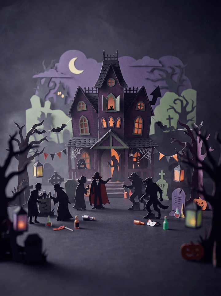 Replay-able Haunted House Murder Mystery Dinner Party Game for Up to 20 Adults - Host A Halloween Dinner Party Game Night – Classic Monsters Fancy Dress Dinner PartyV2