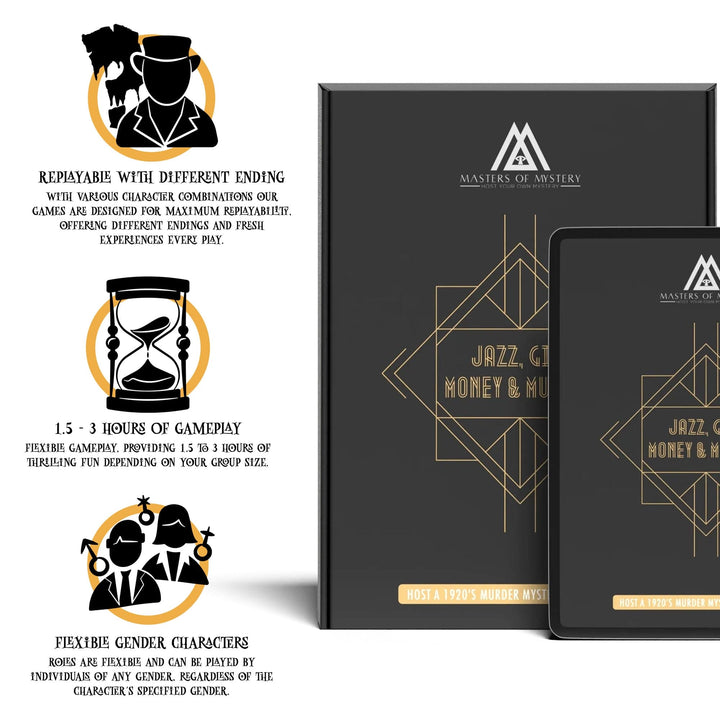 Replay-able 1920s Murder Mystery Dinner Party Game for Up to 20 Adults - Host Your Own Dinner Party Game Night - 1920s Speakeasy Gatsby Theme - 1920s Fancy Dress Dinner Party(V2)