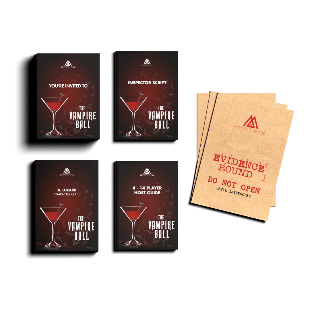 Replay-able Vampire Ball Murder Mystery Dinner Party Game for Up to 20 Adults - Host A Halloween Dinner Party Game Night - Vampire Theme – Dracula Themed Dinner Party Game