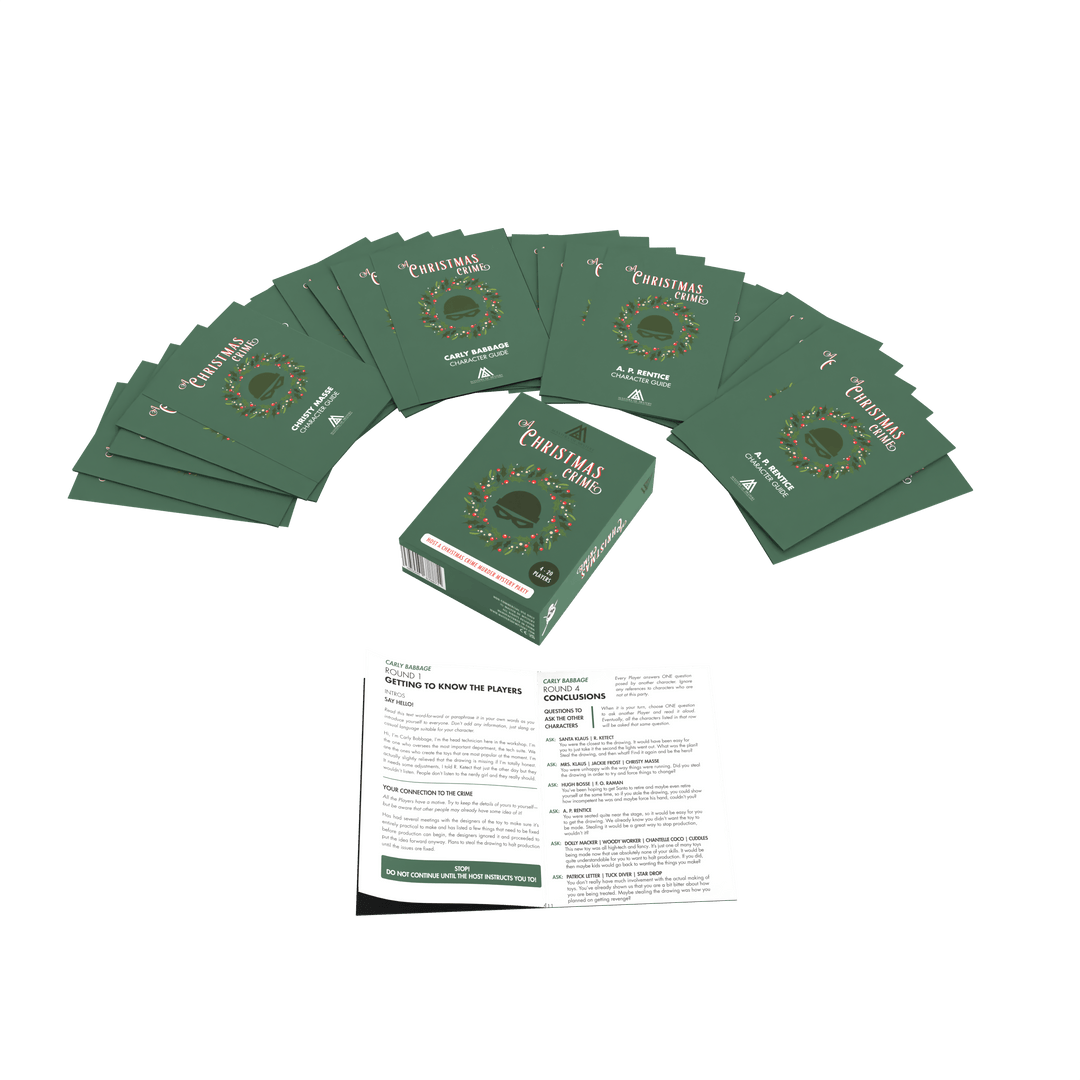 Physical Boxed Kit - Replay-able Santa’s Workshop Murder Mystery Dinner Party Game - Host A Christmas Dinner Party Game Night - Santa & Elf Theme - Christmas Fancy Dress Party