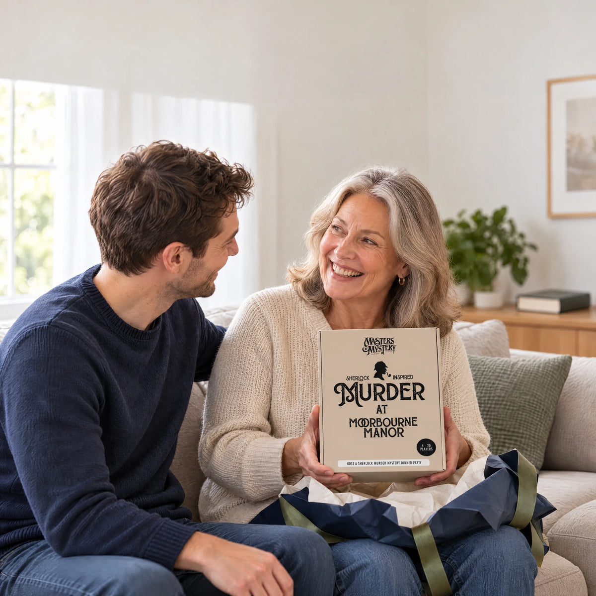 Murder at Moorbourne Manor by Masters of Mystery presented as a gift at home.