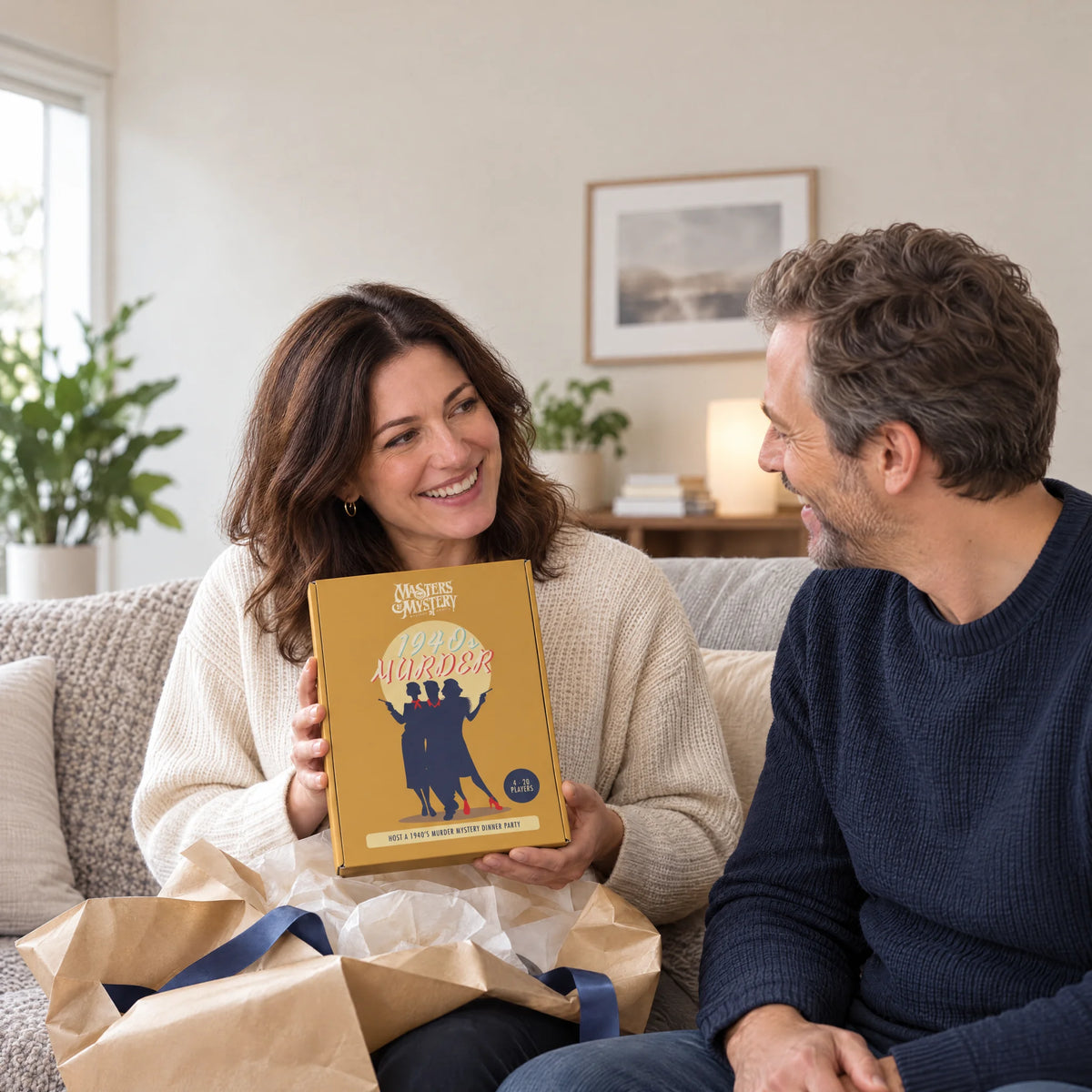 A 1940s Murder by Masters of Mystery presented as a gift at home.