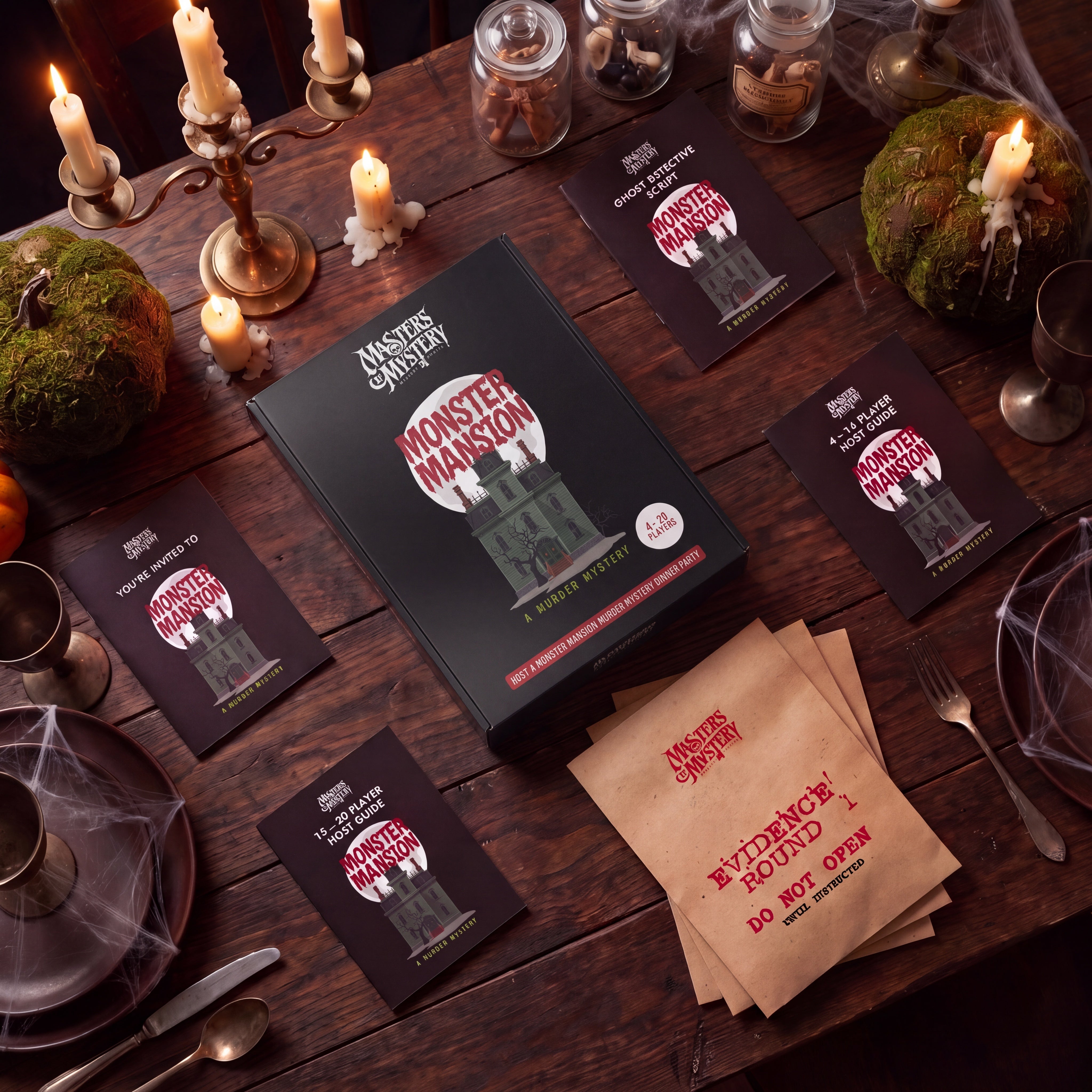 Monster Mansion Murder Mystery Game arranged on a themed dinner table – 1x1 lifestyle image — image 5