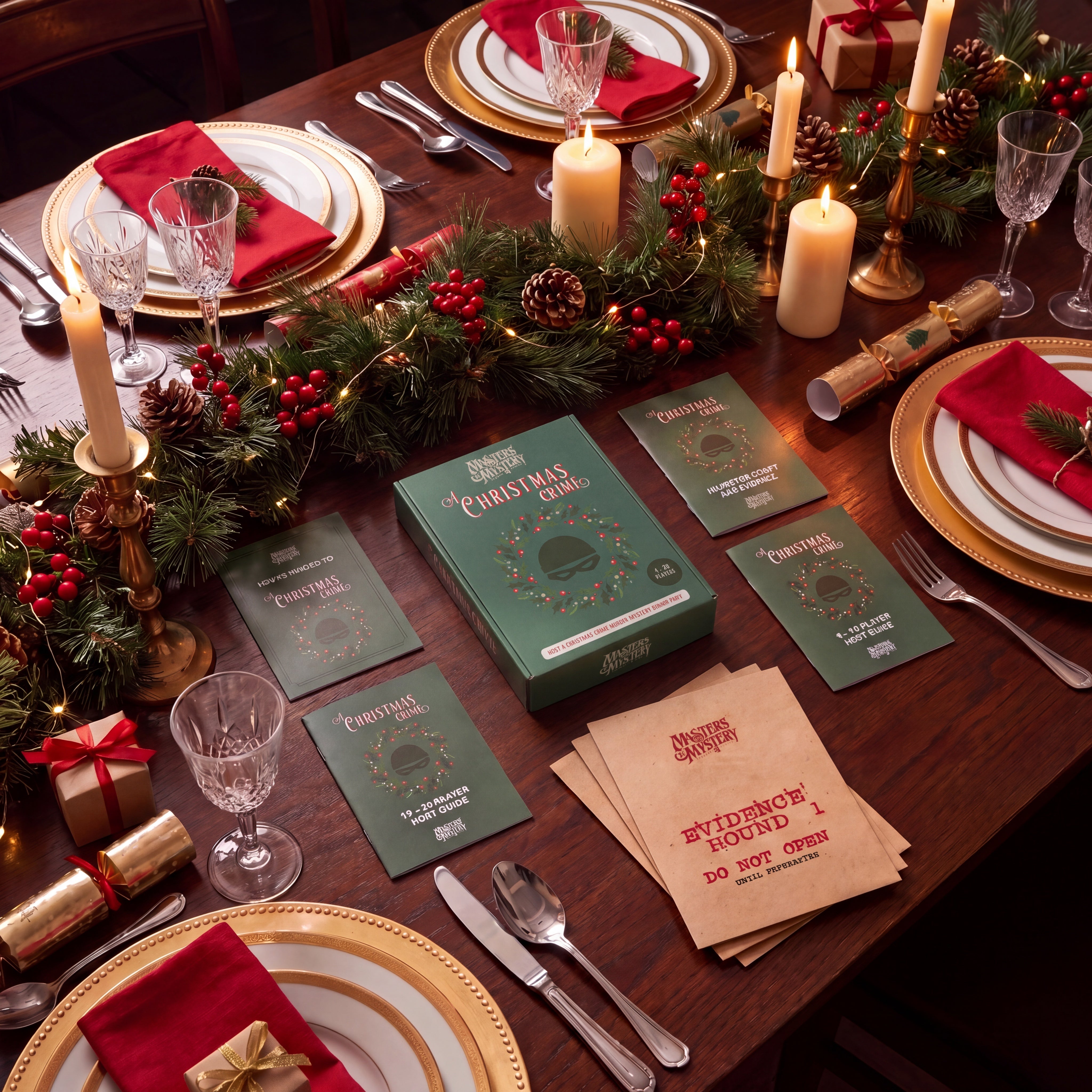 Santa’s Workshop Murder Mystery Game arranged on a themed dinner table – 1x1 lifestyle image — image 5