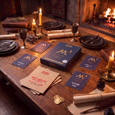 Wizarding Murder Mystery Game arranged on a themed dinner table – 1x1 lifestyle image